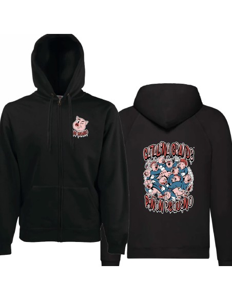 Sudadera con cremallera "Punk Fandango" delantera + "Gochos" trasera