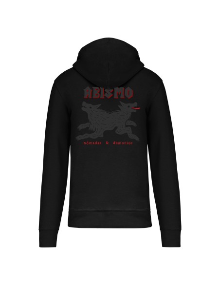 Sudadera con cremallera “Cuervo” delantera + “Perro” trasera