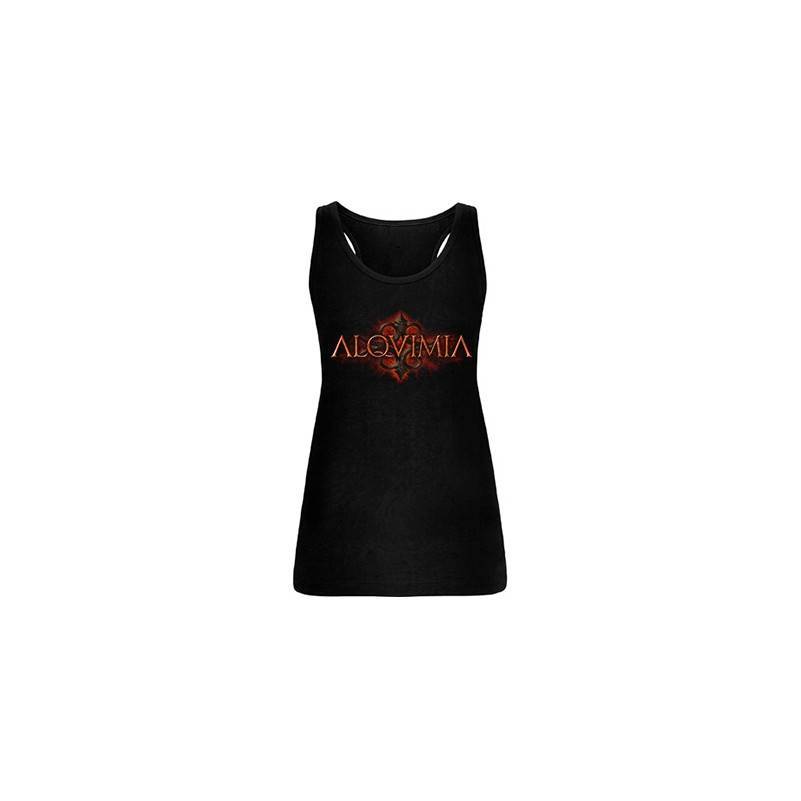 Camiseta negra tirantes chica "Logo fondo"