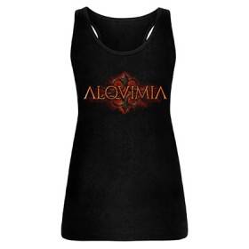 Camiseta negra tirantes chica "Logo fondo"