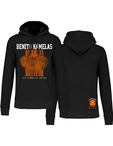 Sudadera “Portada Sin Trampa Ni Cartón” + “Peineta 20 aniversario” trasera