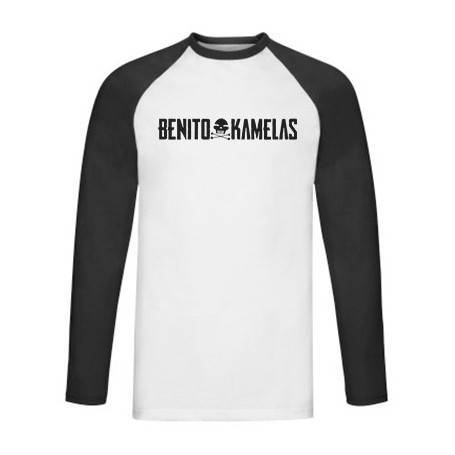 Camiseta ranglan manga larga negra "Logo Peineta Horizontal"