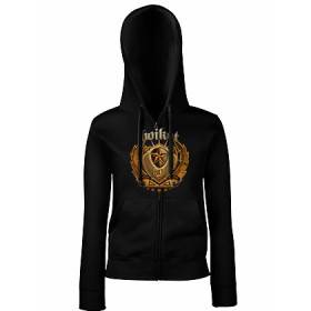 Sudadera con cremallera negra chica "Balkan Acoustic resalte"