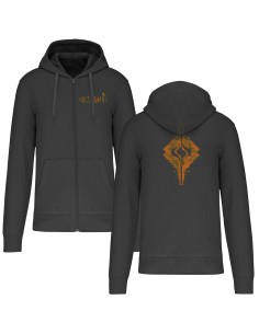 Sudadera con cremallera “Logo Cuervo” + “Cristal” trasera