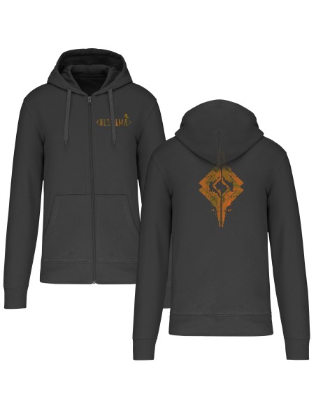 Sudadera con cremallera “Logo Cuervo” + “Cristal” trasera