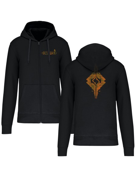 Sudadera con cremallera “Logo Cuervo” + “Cristal” trasera