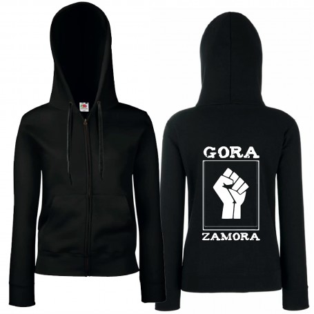 Sudadera cremallera "Gora Zamora" estampación blanca trasera