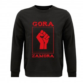 Sudadera de algodón orgánico "Gora Zamora" estampación roja