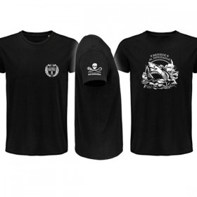 Camiseta negra chico "Muerde al depredador" de algodón orgánico