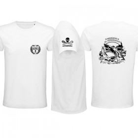 Camiseta blanca "Muerde al depredador" de algodón orgánico chico