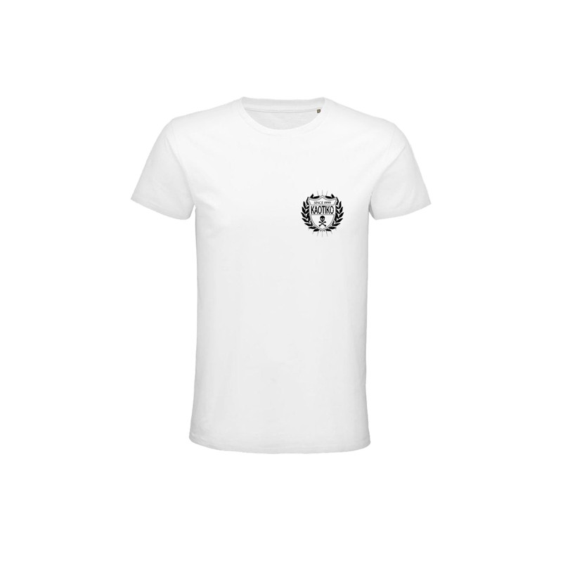 Camiseta blanca "Muerde al depredador" de algodón orgánico chico DELANTERA