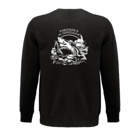 Sudadera negra "Muerde al depredador" de algodón orgánico TRASERA