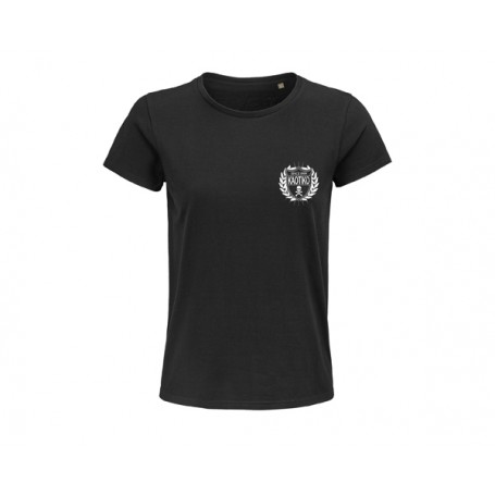 Camiseta negra "Muerde al depredador" de algodón orgánico chica 2