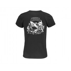 Camiseta negra "Muerde al depredador" de algodón orgánico chica TRASERA