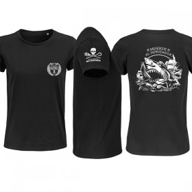 Camiseta negra "Muerde al depredador" de algodón orgánico chica