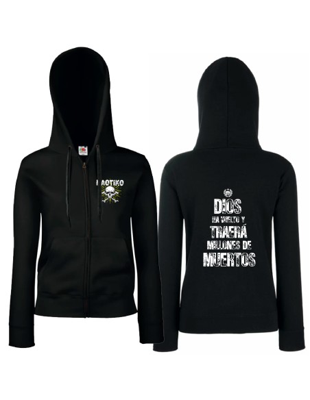 Sudadera cremallera "Logo Calavera" + "Dios ha vuelto" trasera