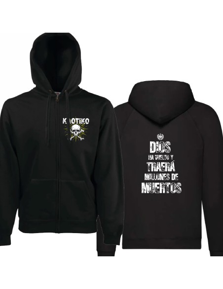 Sudadera cremallera "Logo Calavera" + "Dios ha vuelto" trasera
