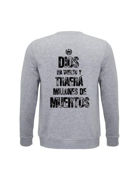 Sudadera de algodón orgánico "Logo Calavera" + "Dios ha vuelto" trasera
