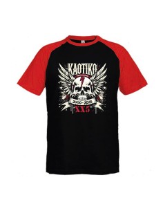 Camiseta negra manga ranglan roja "Portada XX5"