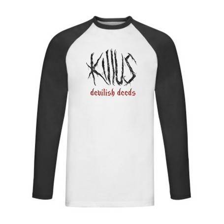 Camiseta ranglan manga larga negra "Logo Devilish Deeds"