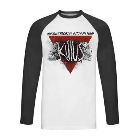 Camiseta ranglan manga larga negra "Violence"