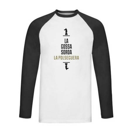 Camiseta ranglan manga larga negra "Logo La Polseguera"