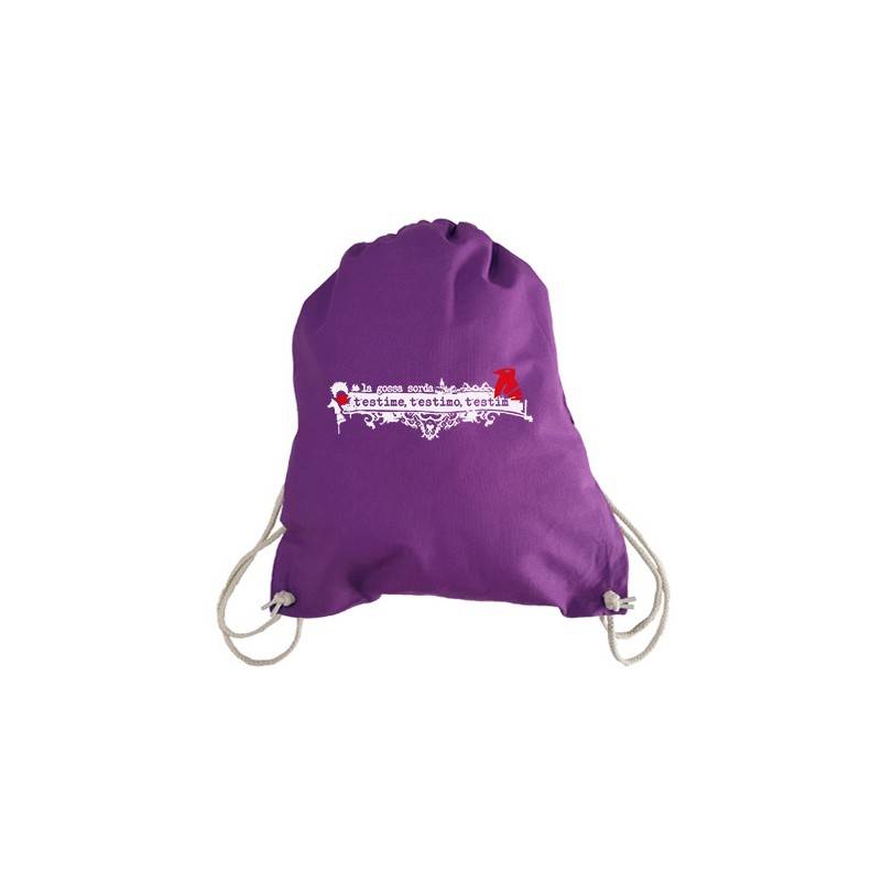 Mochila morada "T’estime, T'estimo, T’estim