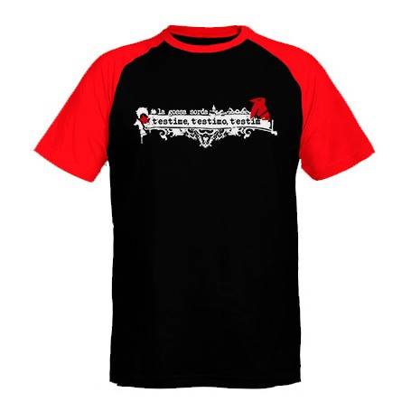 Camiseta ranglan mangas rojas "T’estime, T'estimo, T’estim"