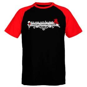 Camiseta ranglan mangas rojas "T’estime, T'estimo, T’estim"