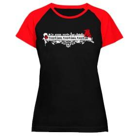 Camiseta ranglan mangas rojas "T’estime, T'estimo, T’estim"
