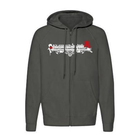 Sudadera cremallera chico gris "T’estime, T'estimo, T’estim"