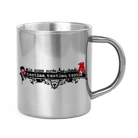 Taza metálica "T’estime, T'estimo, T’estim"