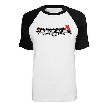 Camiseta ranglan manga negra "T’estime, T'estimo, T’estim"