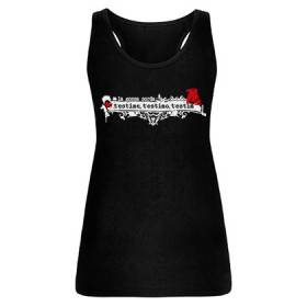 Camiseta negra chica tirantes "T’estime, T'estimo, T’estim"