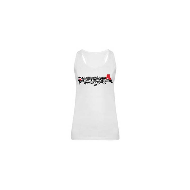 Camiseta blanca chica tirantes "T’estime, T'estimo, T’estim"