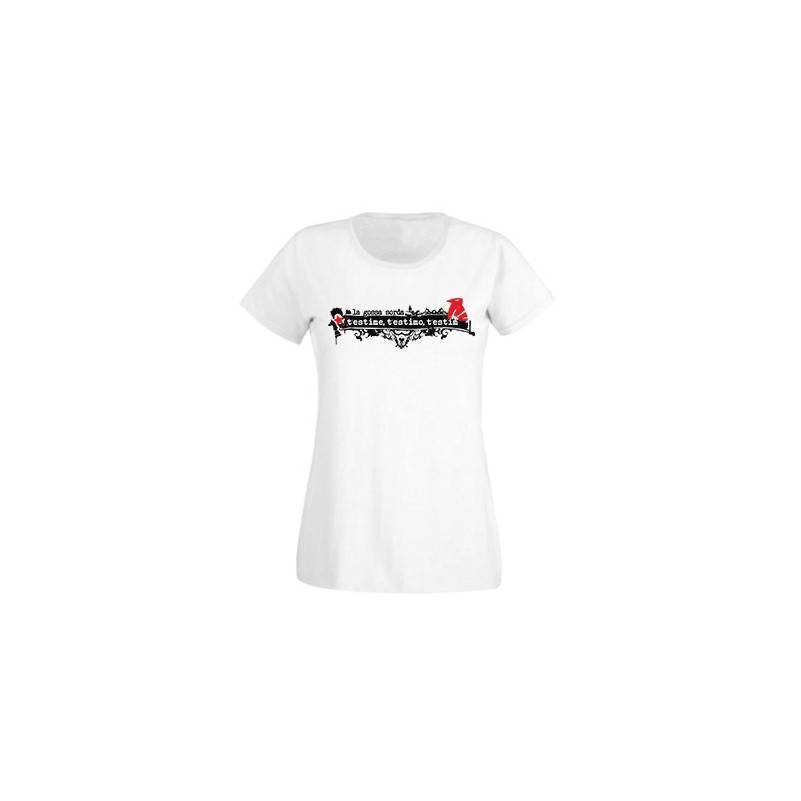 Camiseta blanca chica "T’estime, T'estimo, T’estim"