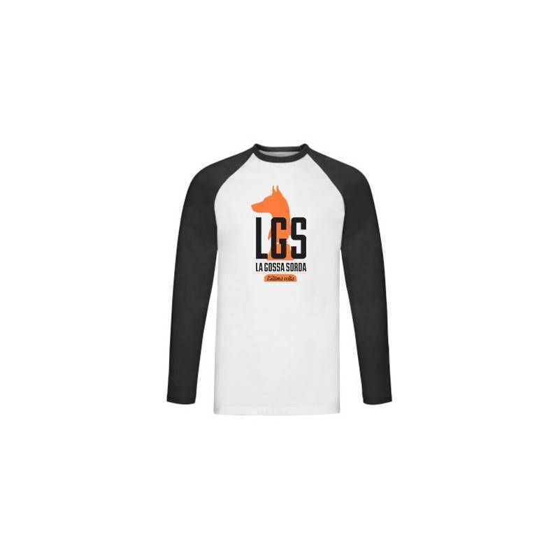 Camiseta ranglan manga larga negra...