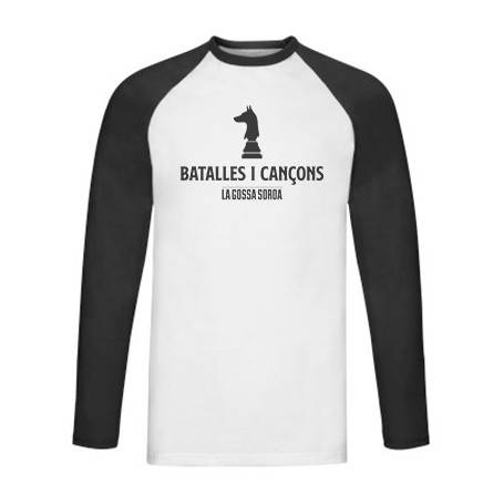 Camiseta ranglan manga larga negra "Batalles i Cançons"