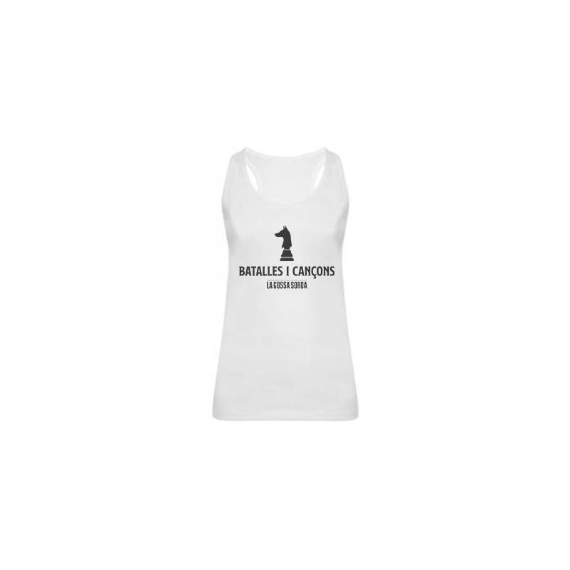 Camiseta blanca chica tirantes "Batalles i Cançons"
