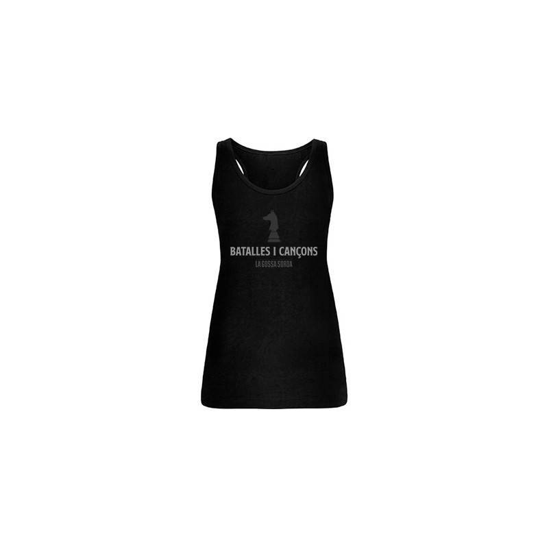 Camiseta negra chica tirantes "Batalles i Cançons"