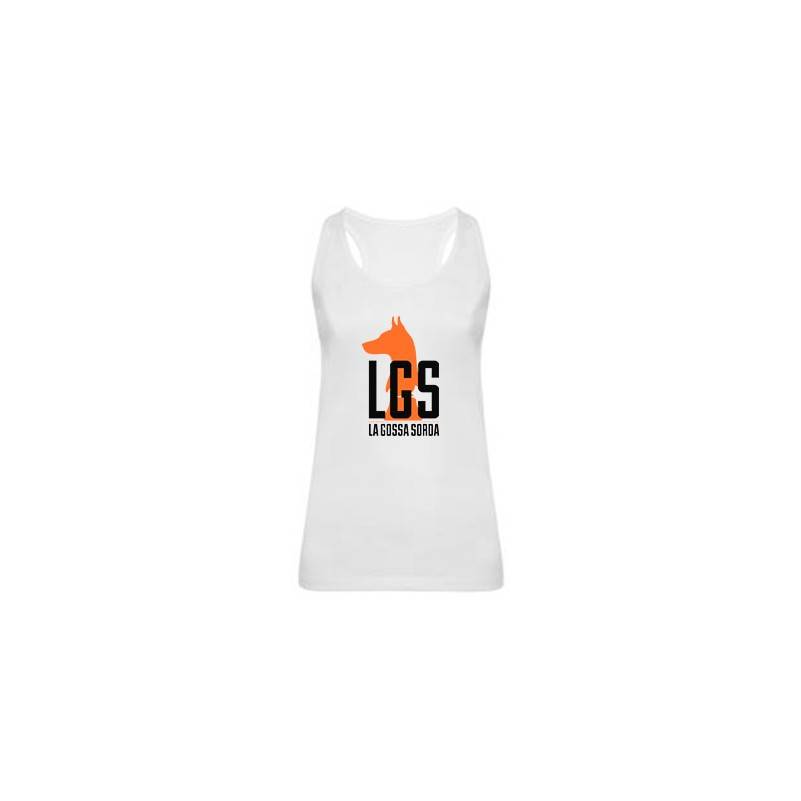 Camiseta blanca chica tirantes "Logotipo naranja"