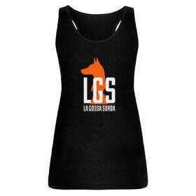 Camiseta negra chica tirantes "Logotipo naranja"