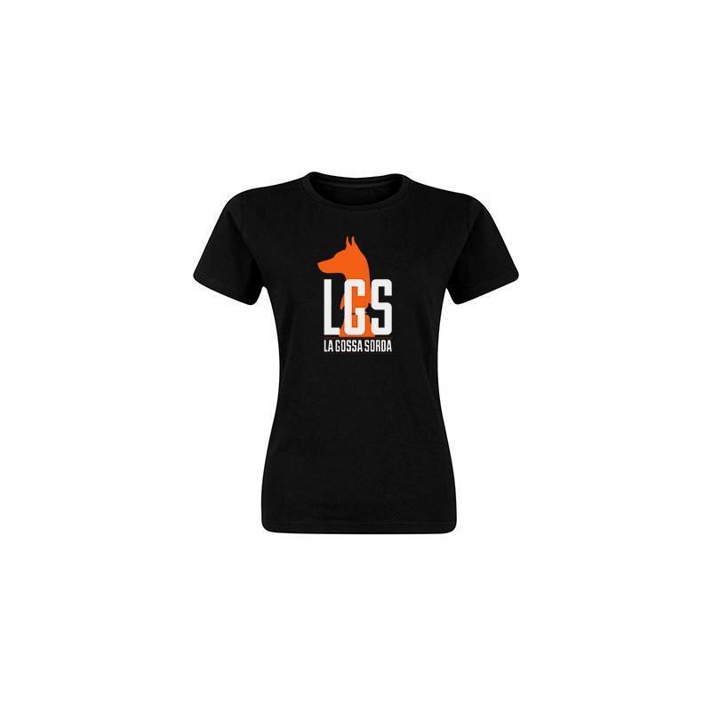 Camiseta negra chica "Logotipo naranja"