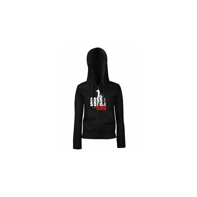 Sudadera cremallera negra chica "Logo Saó"