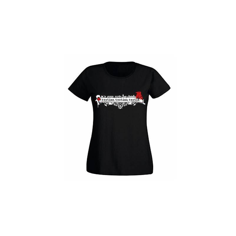 Camiseta negra chica "T’estime, T'estimo, T’estim"