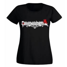 Camiseta negra chica "T’estime, T'estimo, T’estim"