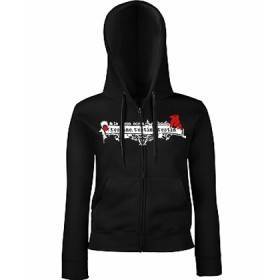 Sudadera cremallera chica negra "T’estime, T'estimo, T’estim"