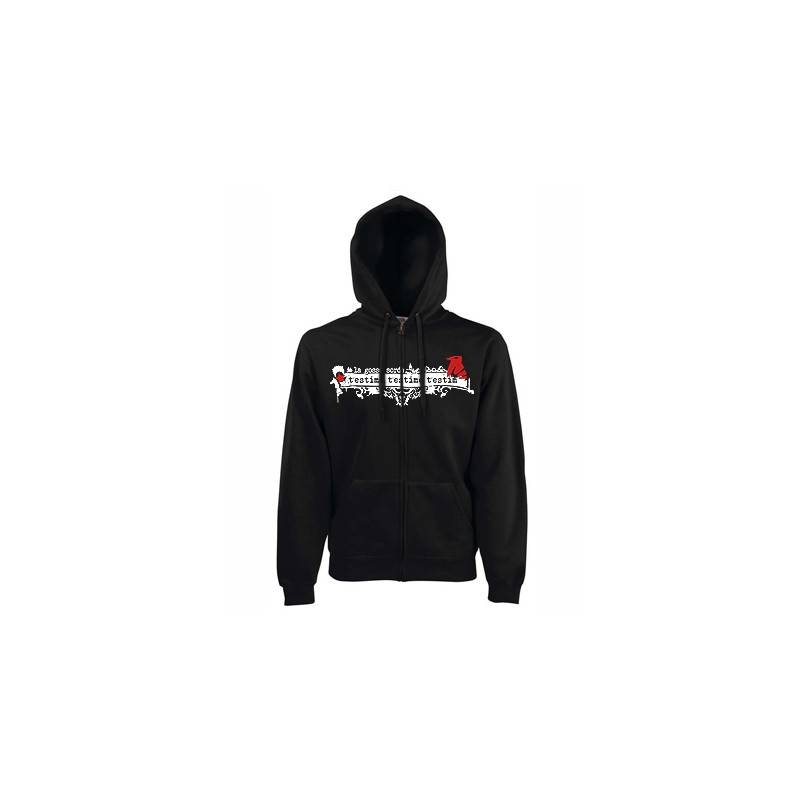 Sudadera cremallera chico negra "T’estime, T'estimo, T’estim"