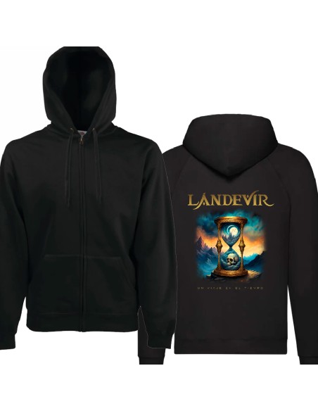 Sudadera cremallera "Skull hourglass" estampación trasera