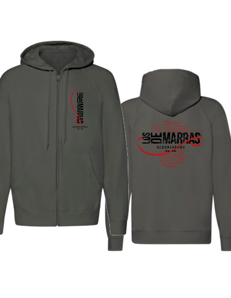 Sudadera con cremallera "Logo Rebobinando" delantera + trasera